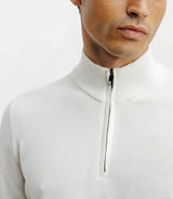 Pull demi zippé mérinos écru