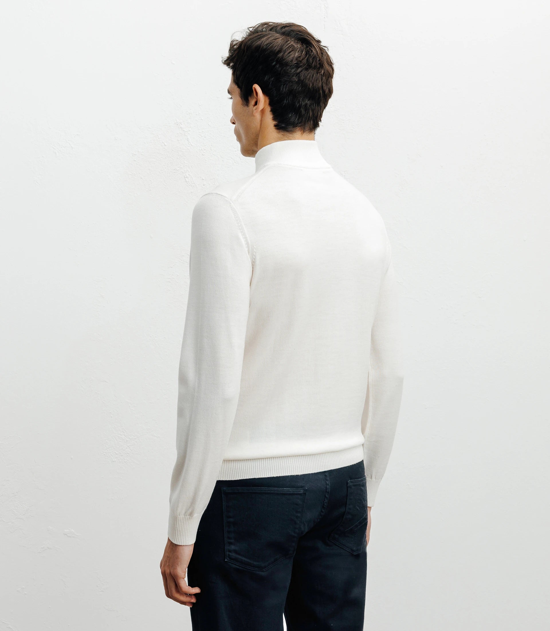 Pull demi zippé mérinos écru - IZAC