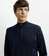 Pull demi zippé mérinos marine - IZAC