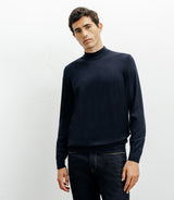 Pull col cheminée mérinos marine - IZAC