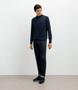 Pull col cheminée mérinos marine - IZAC