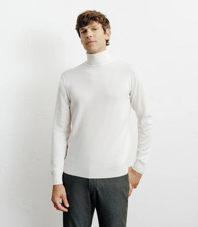 Pull col roulé en mérinos ecru - IZAC