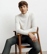 Pull col roulé en mérinos ecru - IZAC