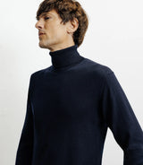 Pull col roulé en mérinos marine - IZAC