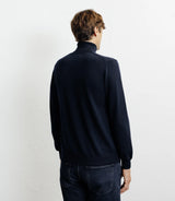 Pull col roulé en laine mérinos marine - IZAC