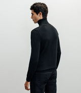 Pull col roulé en laine mérinos noir - IZAC