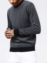 Pull col rond blanc/marine "Napoleon" - IZAC