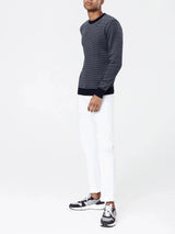 Pull col rond blanc/marine "Napoleon" - IZAC