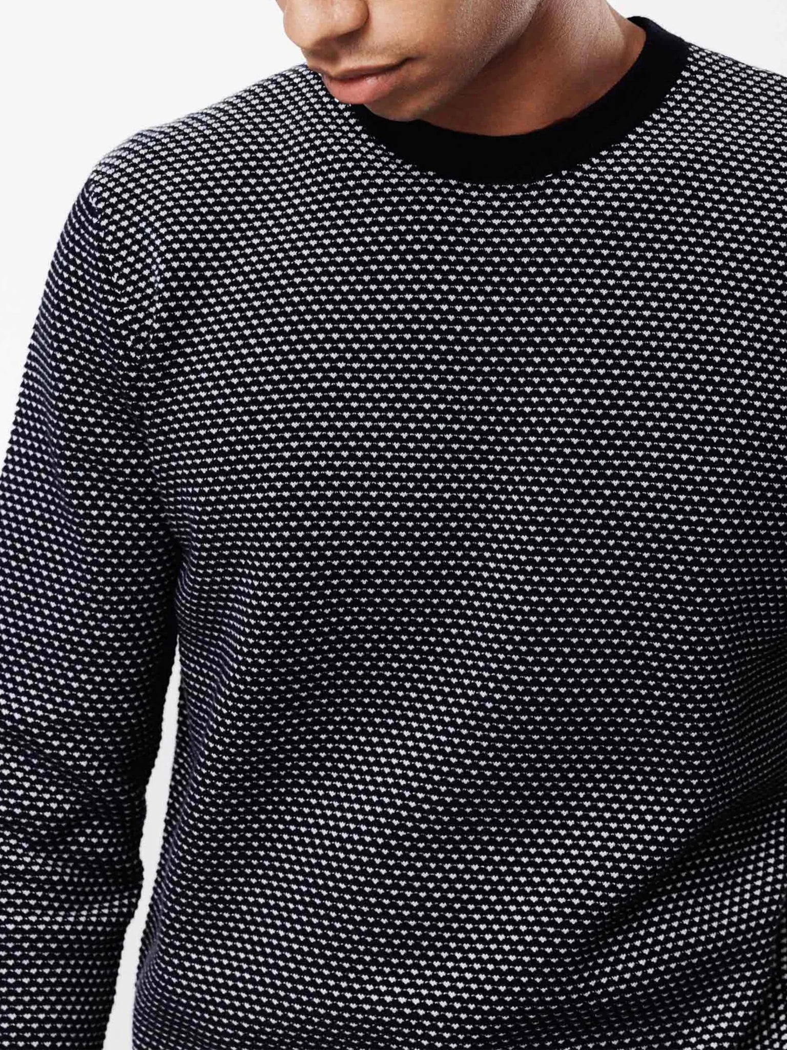 Pull col rond blanc/marine "Napoleon" - IZAC