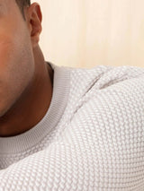 Pull col rond blanc/taupe "Napoleon" - IZAC