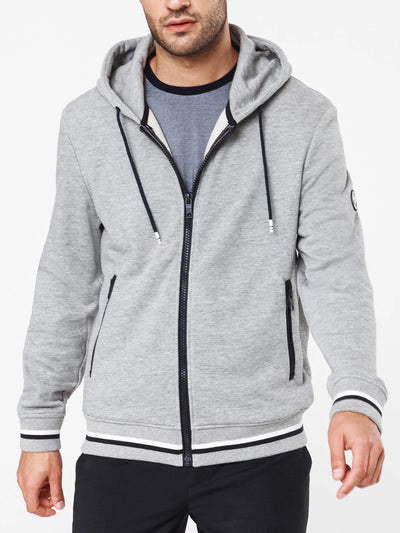 Sweat pull zippé capuche gris - IZAC