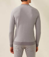 Pull col rond gris-blanc "Fapoleon"