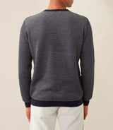 Fapoleon" navy-white round neck sweater