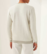 Fapoleon" taupe-white round neck sweater