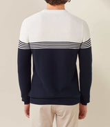 Pull col rond marine-ecru "Felicien"