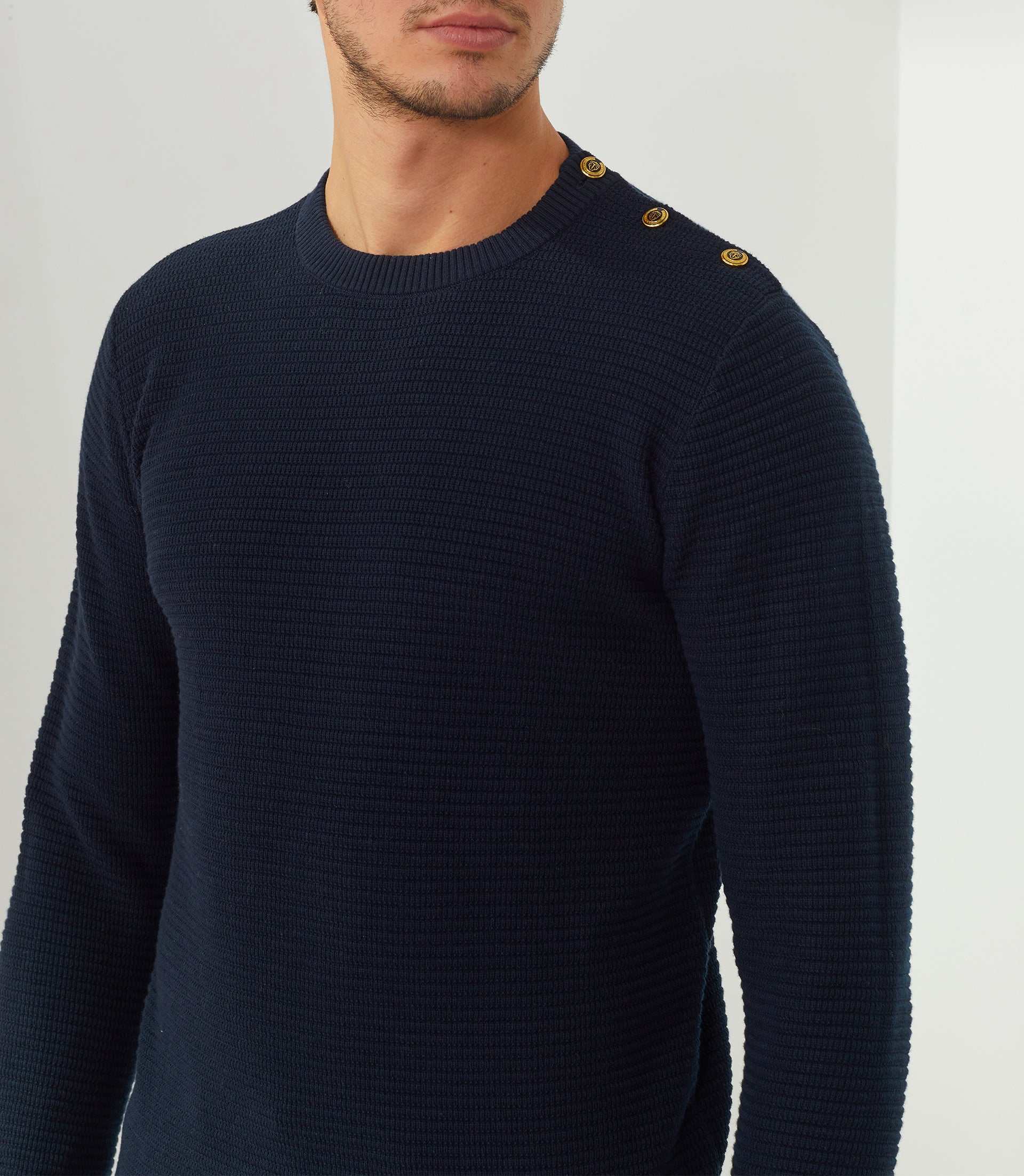 Pull col rond marine "Fernand"