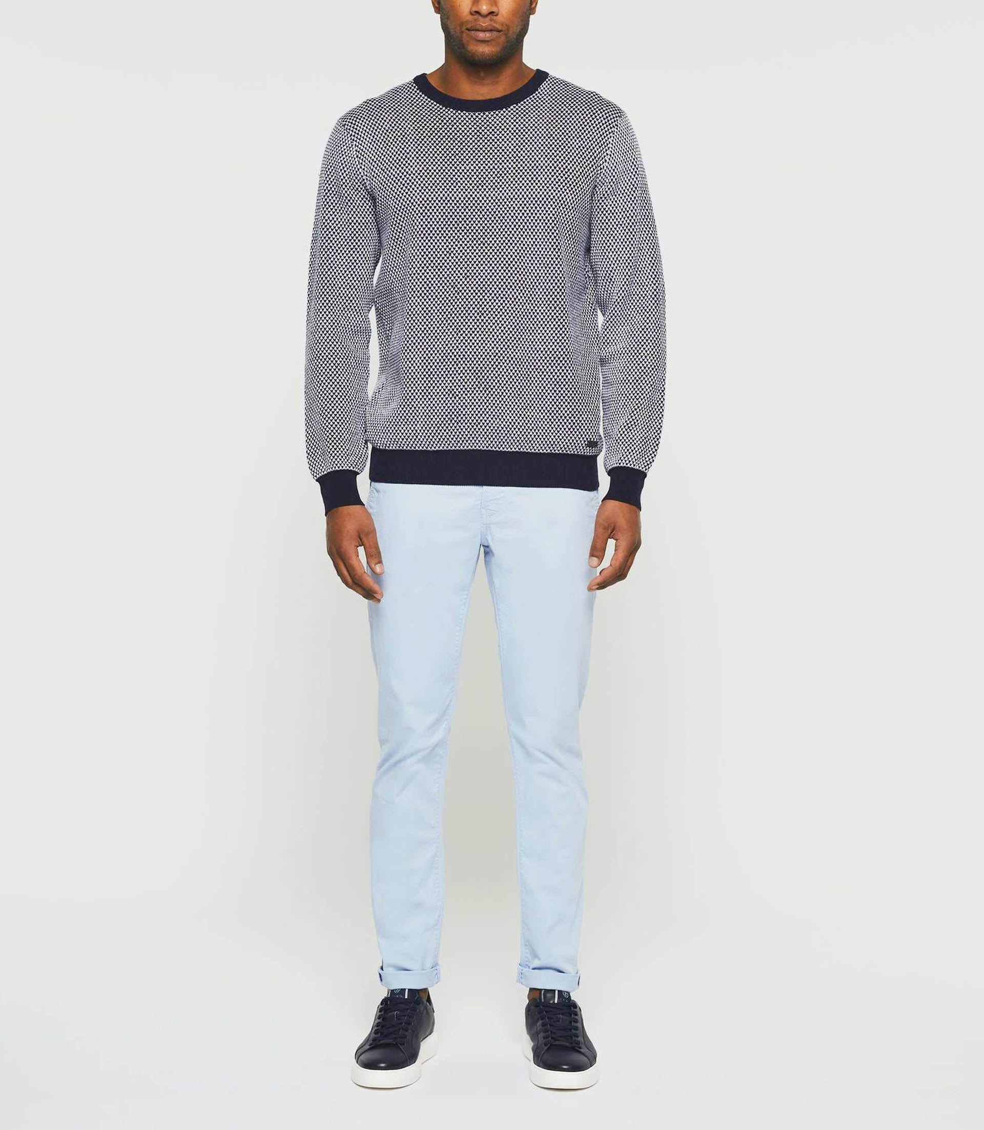 Damian" navy blue round neck sweater