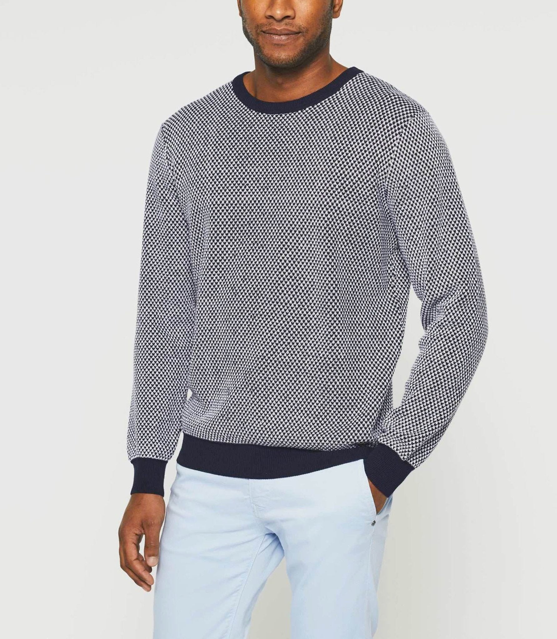Pull col rond bleu marine "Damian" - IZAC