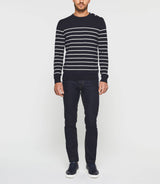 Daymon" navy stripes round neck sweater