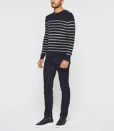 Daymon" navy stripes round neck sweater