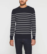 Daymon" navy stripes round neck sweater