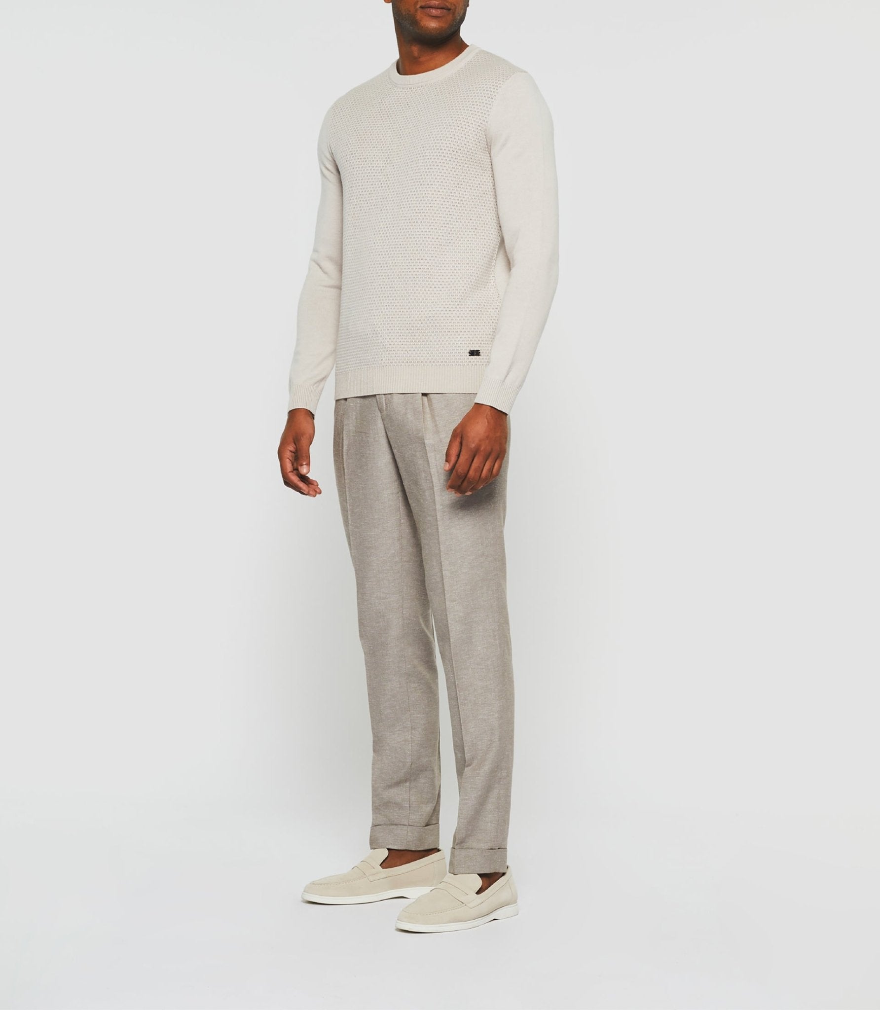 Pull col rond beige "Donatello" - IZAC