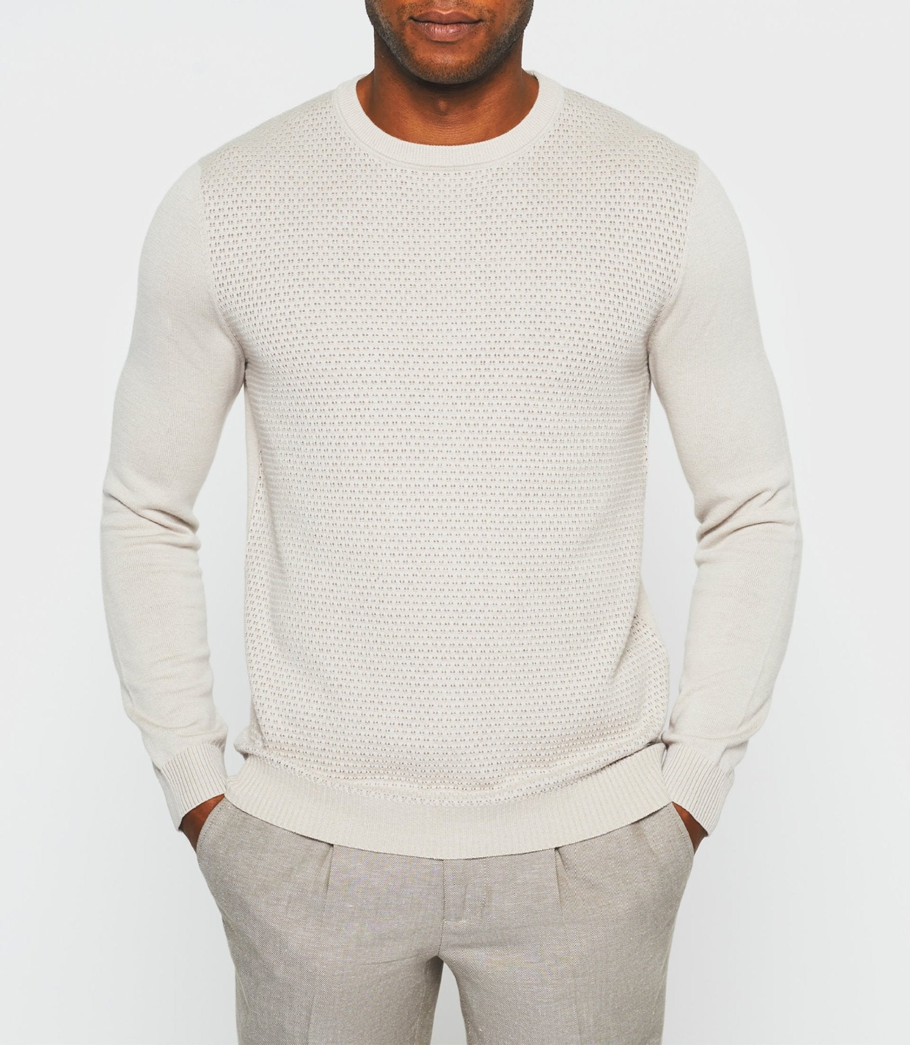 Pull col rond beige "Donatello" - IZAC