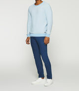 Round neck sweater in sky and ecru cotton DAMIAN