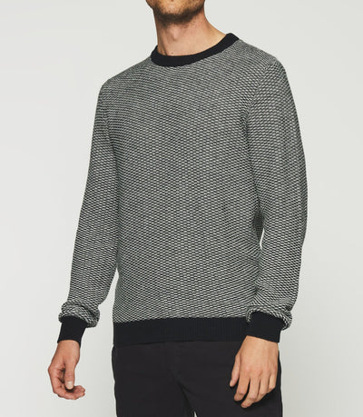 Pull col rond marine et écru DAMIAN - IZAC