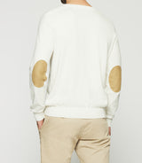 Round neck sweater in ecru cotton cashmere DEWEY