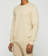 Round neck sweater in beige cotton cashmere DRISS