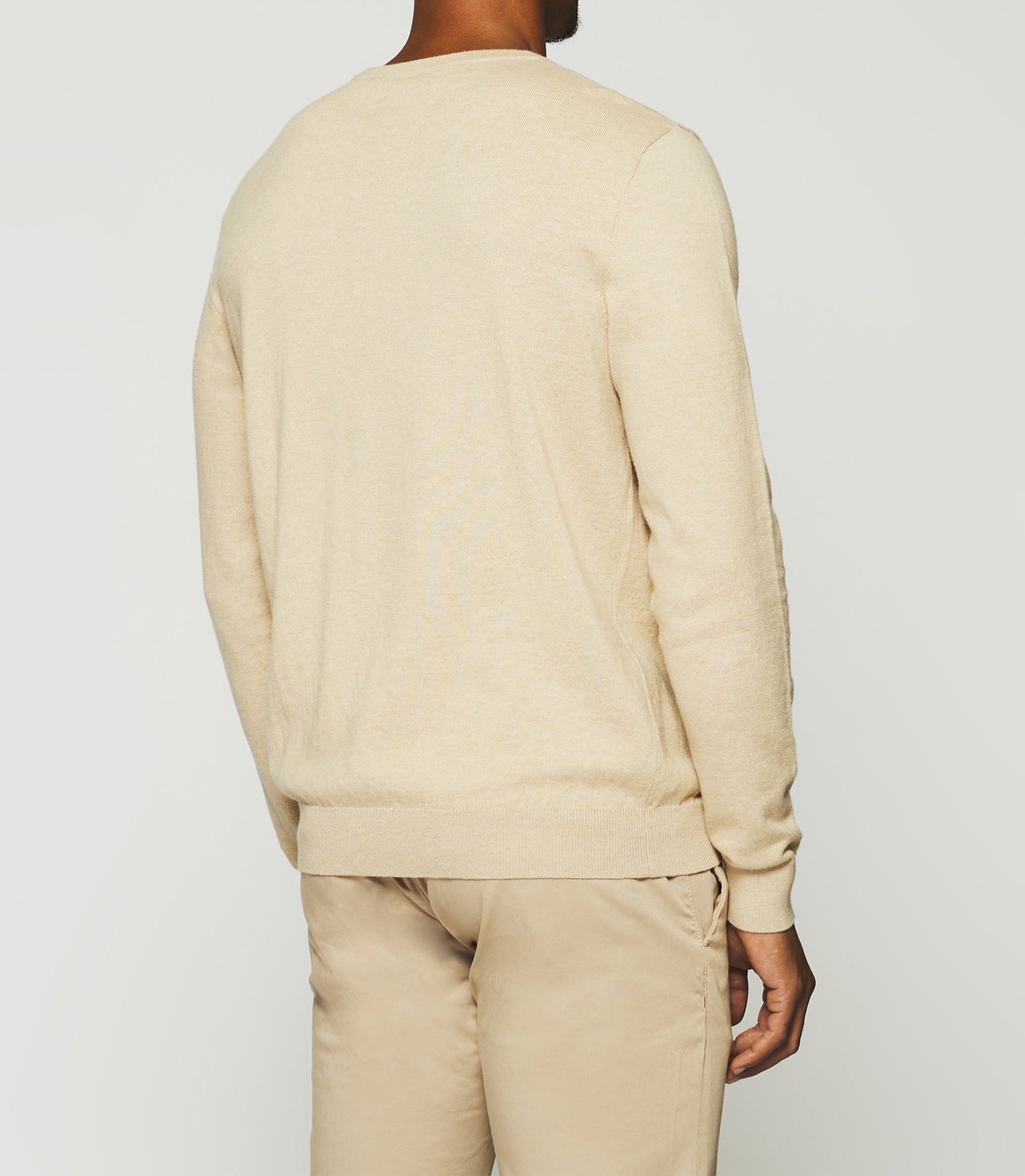 Round neck sweater in beige cotton cashmere DRISS