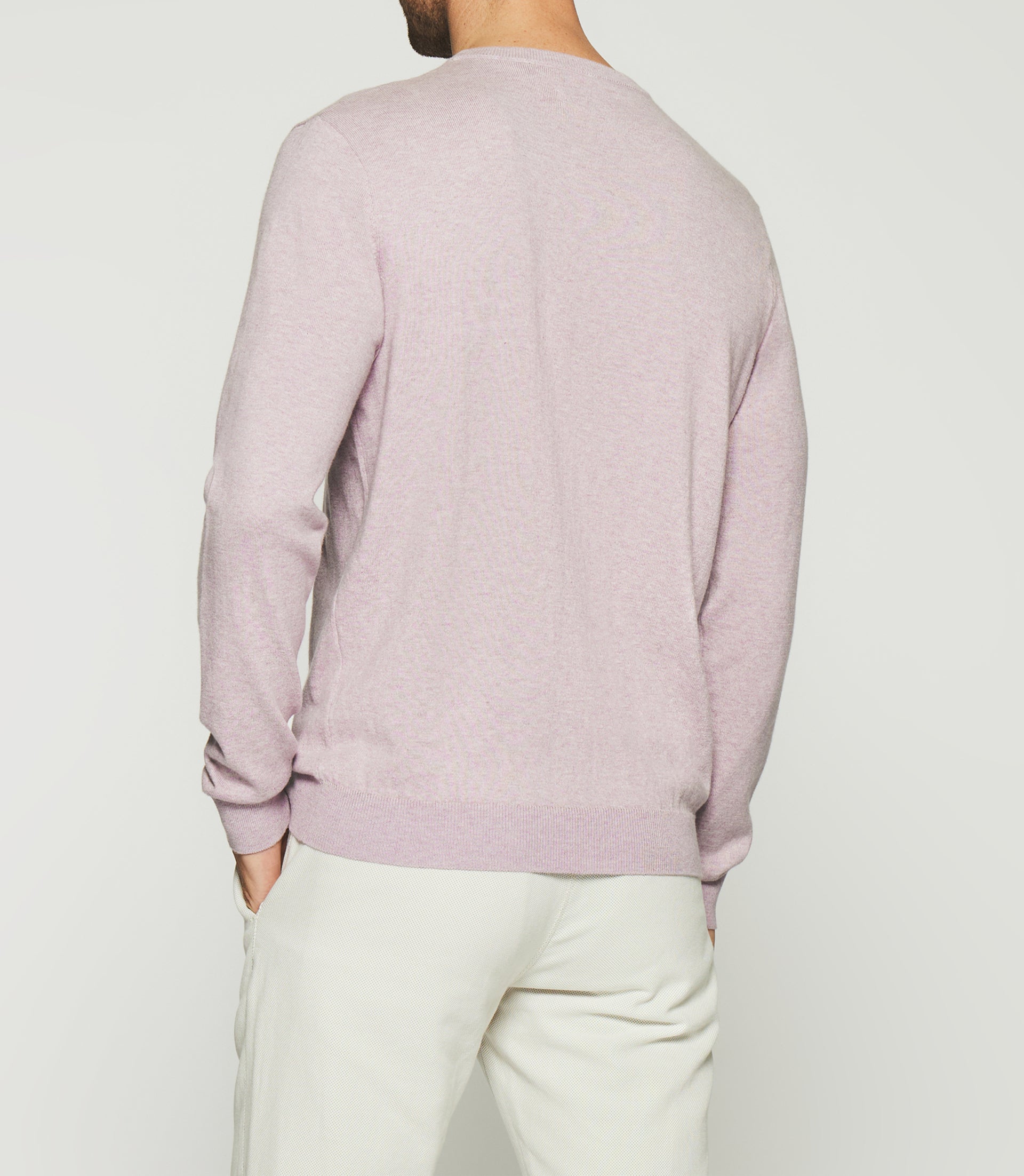 Pull col rond en coton cachemire violet parme DRISS