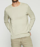 Round neck sweater in light green cotton cashmere DRISS