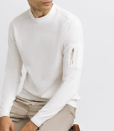 Round neck sweater with ecru pocket