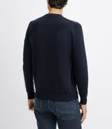 Round neck sweater with navy pocket