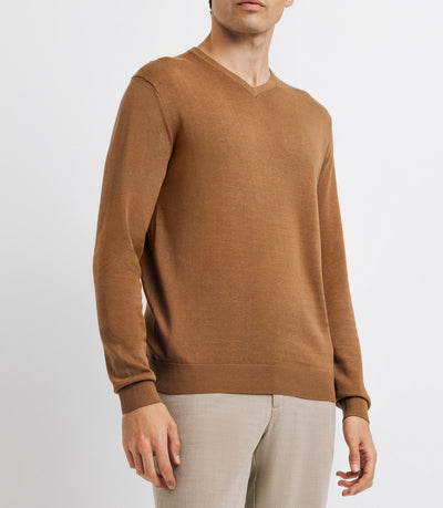 Pull col V camel - IZAC
