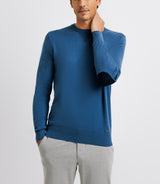 Indigo contrasting round neck sweater