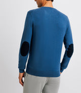 Indigo contrasting round neck sweater