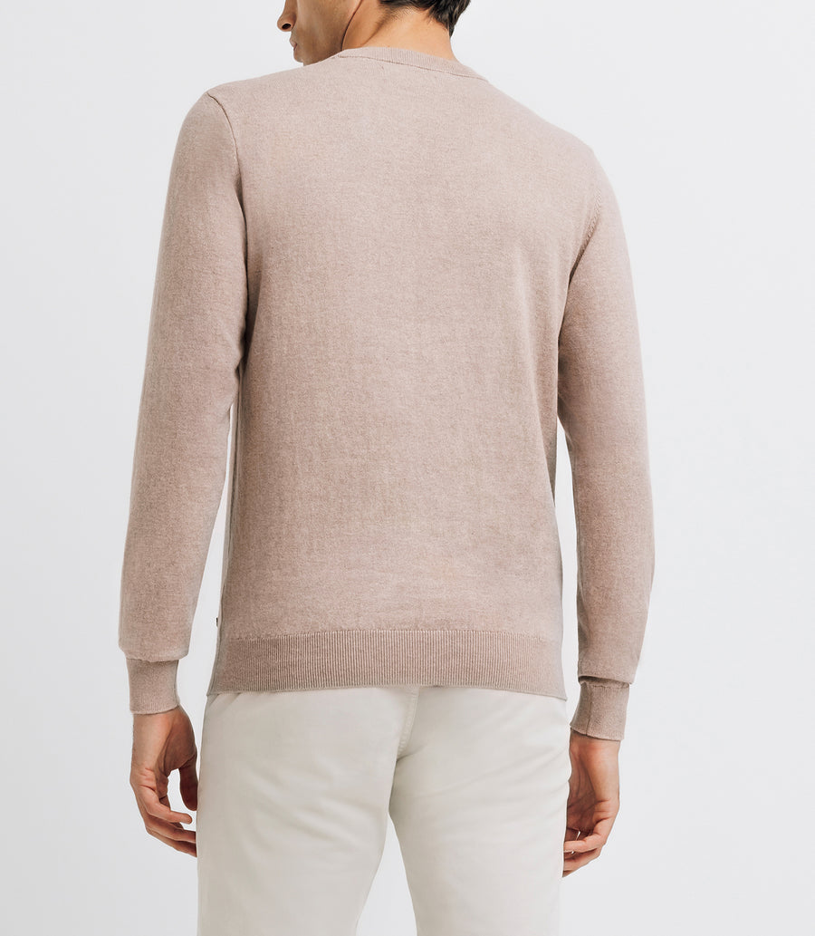 Pull col rond double fil beige