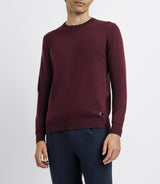 Bordeaux double -wire round neck sweater