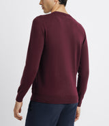 Bordeaux double -wire round neck sweater