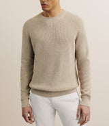 Pull col rond à côtes beige - IZAC