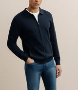 Gilet zippé col chemise marine - IZAC