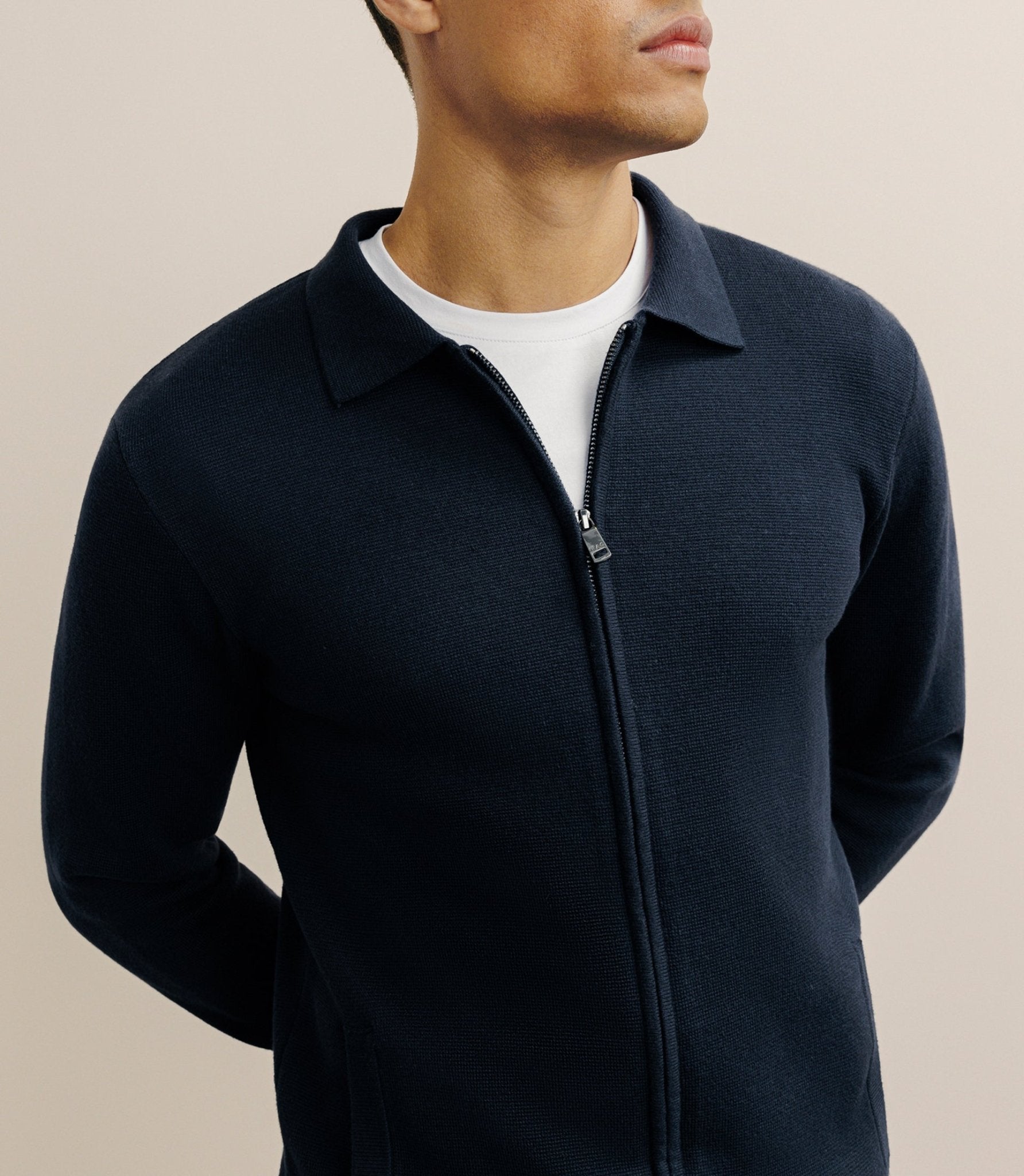 Gilet zippé col chemise marine - IZAC