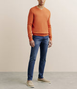 Pull col V orange foncé - IZAC