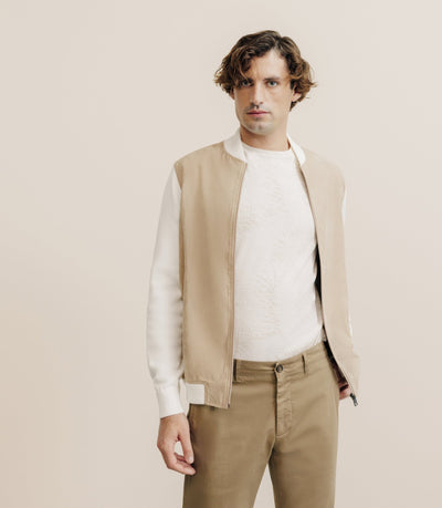 Gilet bi matière beige - IZAC