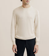 Pull col rond en soie beige clair