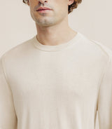 Pull col rond en soie beige clair