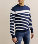 Pull col rond marinière marine